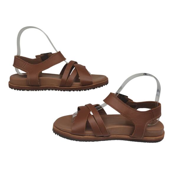 Kamik Sadie Sandals Womens 7 Brown Strappy Boho Buckle Peep Toe Adjustable - Picture 4 of 13